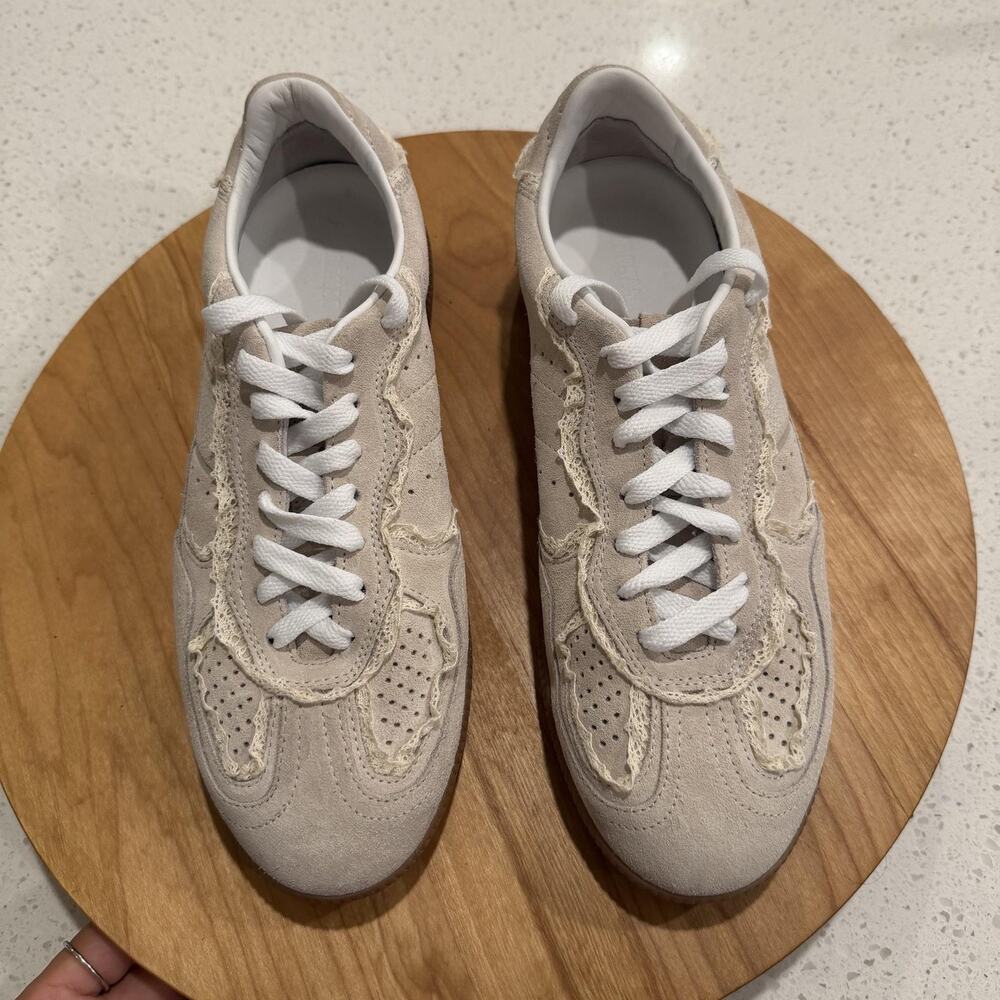 Alohas Sneakers 8-8.5 Tb.490 Crochet Cream Suede Lace Feminine Cottagecore Cute - Picture 6 of 16